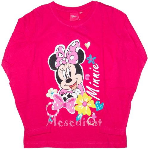 Minnie Mouse hosszú ujjú póló virágokkal pink