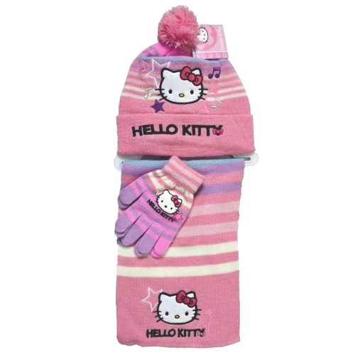 Hello Kitty sapka kesztyű sál rózsaszín