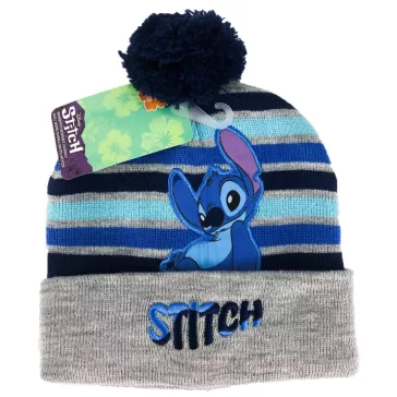 Stitch bojtos kötött sapka szürke